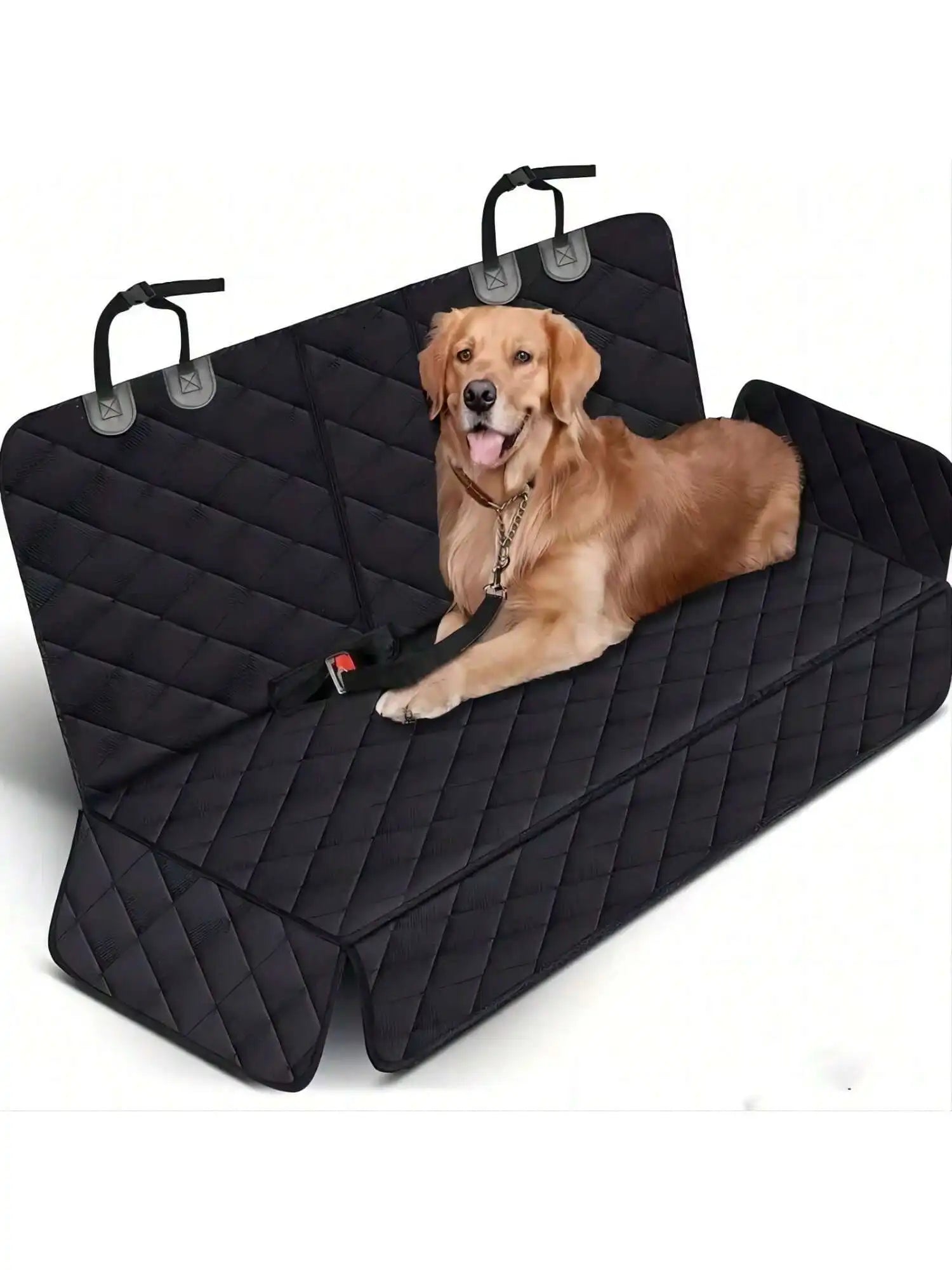 Waterproof Dog Car Seat Cover - Padded Back Seat Protector with Middle Seat Armrest Access