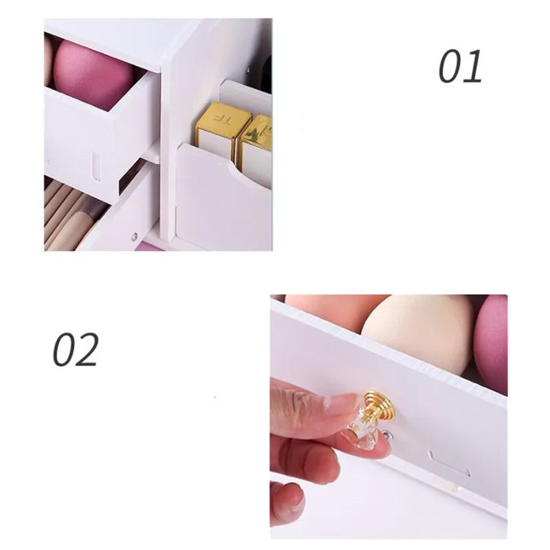 Large Capacity Makeup Organizer - Drawer Storage Box with Mirror for Cosmetics & Jewelry