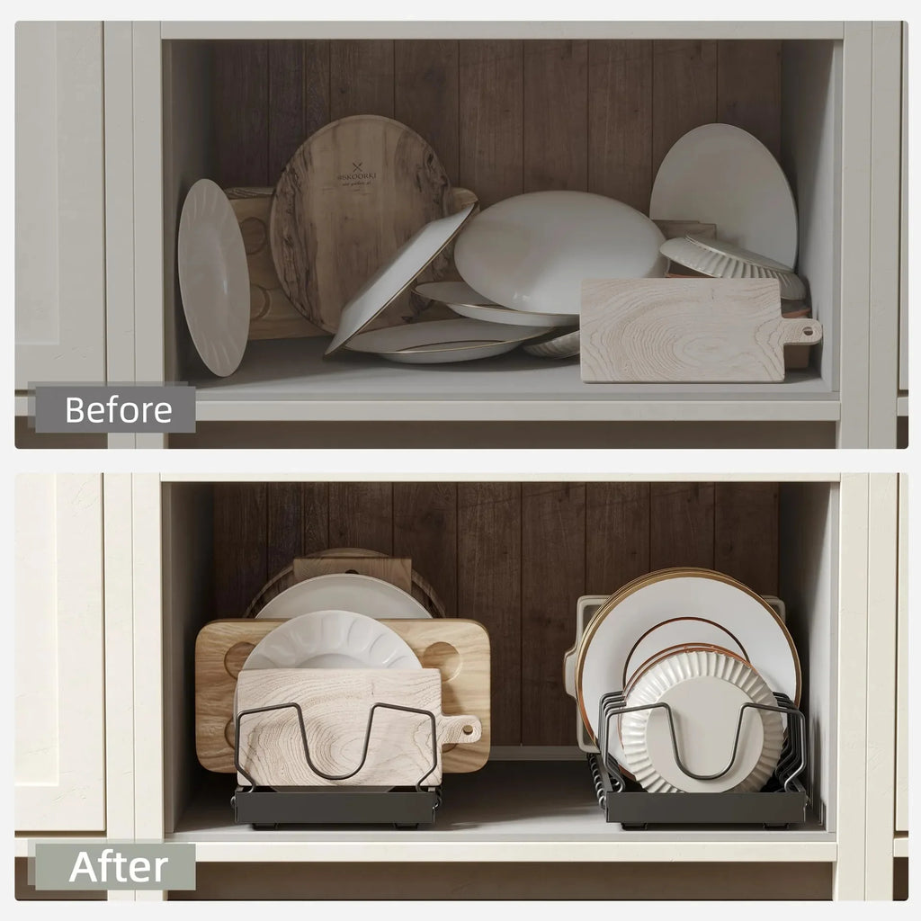 Pull-Out Kitchen Cabinet Organizer - Adjustable Iron Rack for Pots, Pans, Lids & Spices