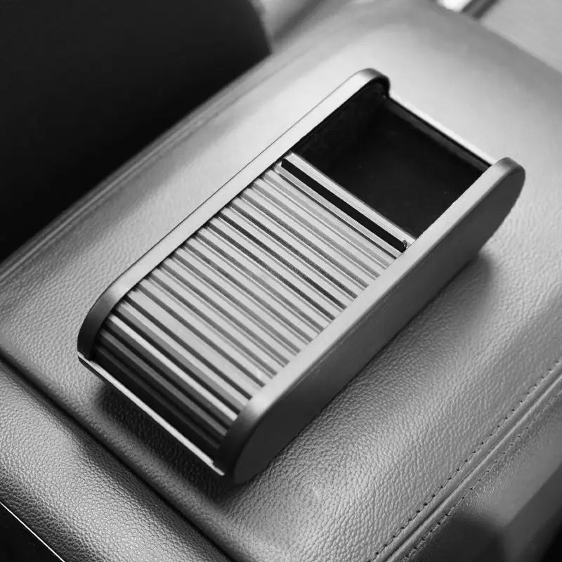 Car Center Console Organizer - Universal Dashboard Storage Box with Lid, Telescopic Glasses & Coin Holder