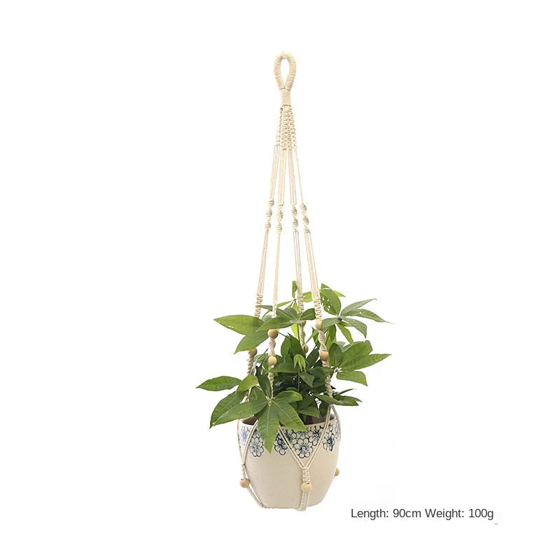 Macrame Plant Hanger - Handmade Woven Rope Planter for Hanging Pots, Wall and Garden Decor