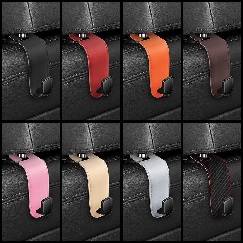 Car Headrest Hooks - Soft Wear-Resistant Hanging Hooks for Back Seat Bags, Coats & Groceries