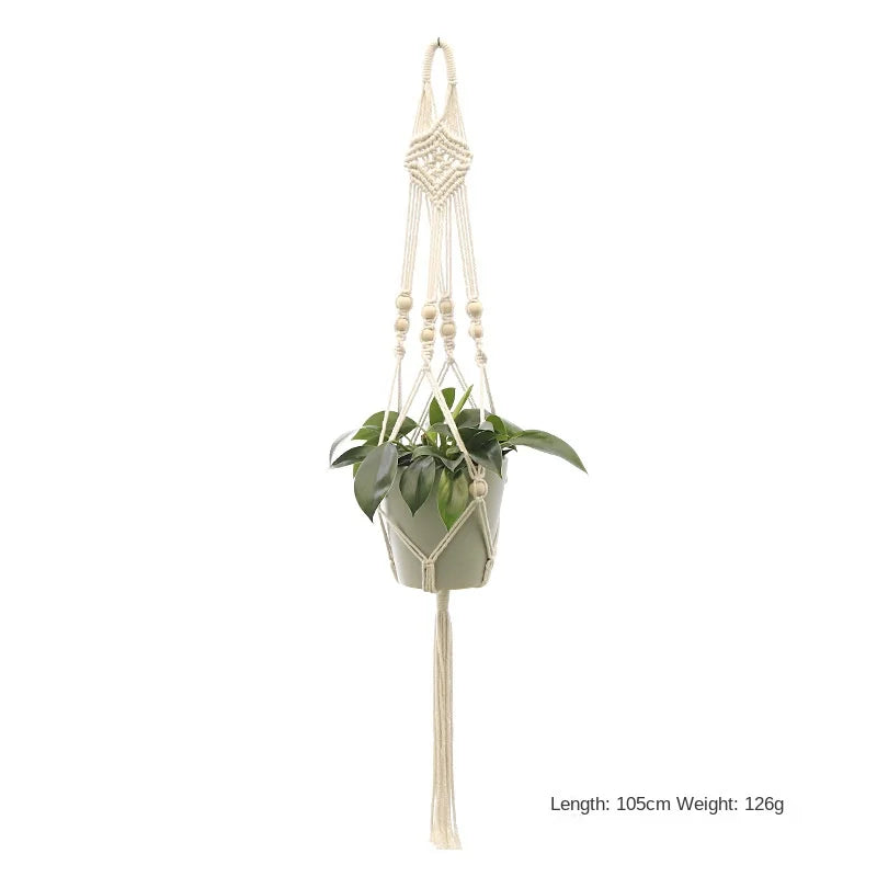 Macrame Plant Hanger - Handmade Woven Rope Planter for Hanging Pots, Wall and Garden Decor