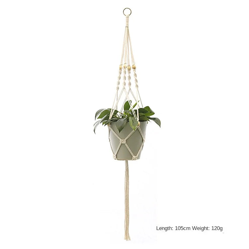 Macrame Plant Hanger - Handmade Woven Rope Planter for Hanging Pots, Wall and Garden Decor