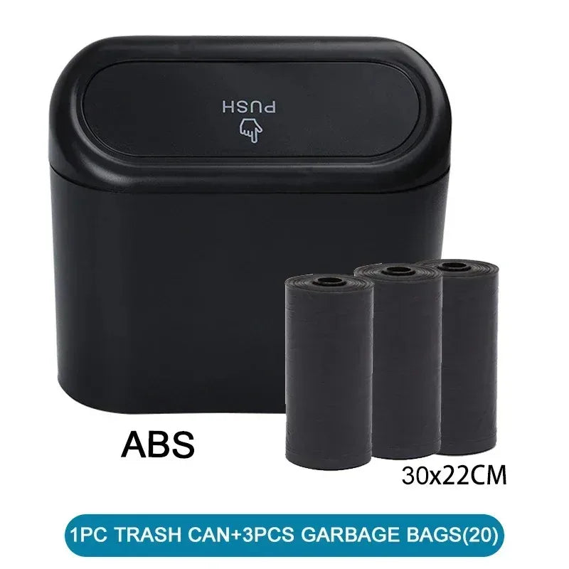 Car Trash Can with Lid - Leak-Proof Mini Bin, Includes 60 Trash Bags