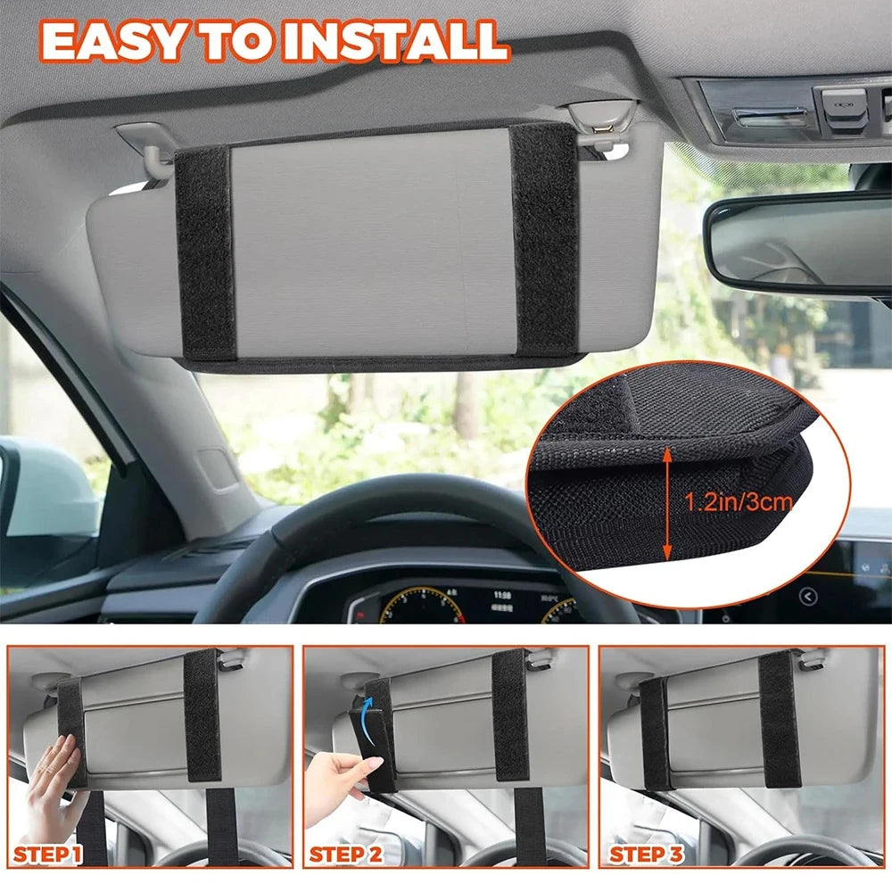 Car Sun Visor Organizer - Universal Molle Storage Clip for Sunglasses, Cards & Small Essentials