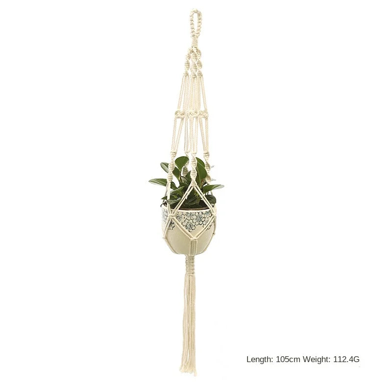 Macrame Plant Hanger - Handmade Woven Rope Planter for Hanging Pots, Wall and Garden Decor