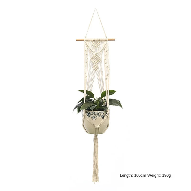 Macrame Plant Hanger - Handmade Woven Rope Planter for Hanging Pots, Wall and Garden Decor