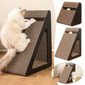 2-in-1 Triangle Cat Scratcher - Cardboard Scratch Pad with Spinning Ball Toy