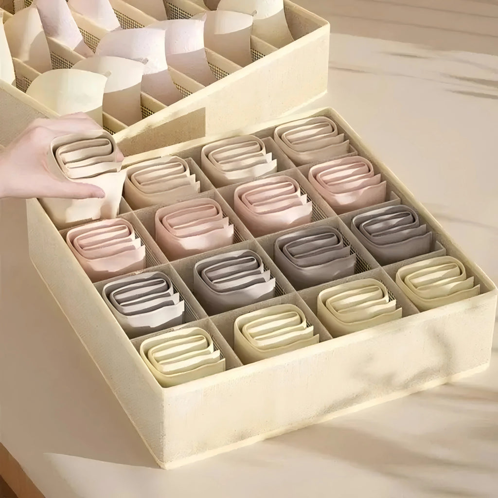 Foldable Drawer Organizer Boxes, Set of 6 - Closet Storage Bins for Underwear, Bras & Socks