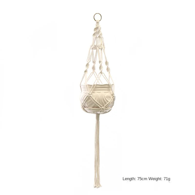 Macrame Plant Hanger - Handmade Woven Rope Planter for Hanging Pots, Wall and Garden Decor