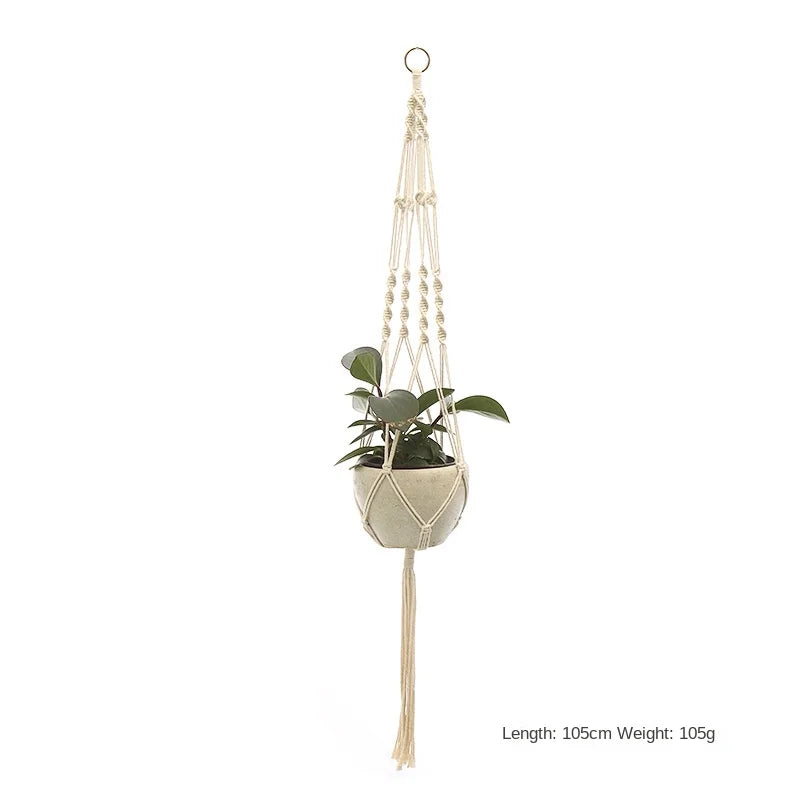 Macrame Plant Hanger - Handmade Woven Rope Planter for Hanging Pots, Wall and Garden Decor