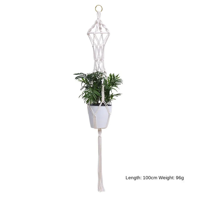 Macrame Plant Hanger - Handmade Woven Rope Planter for Hanging Pots, Wall and Garden Decor