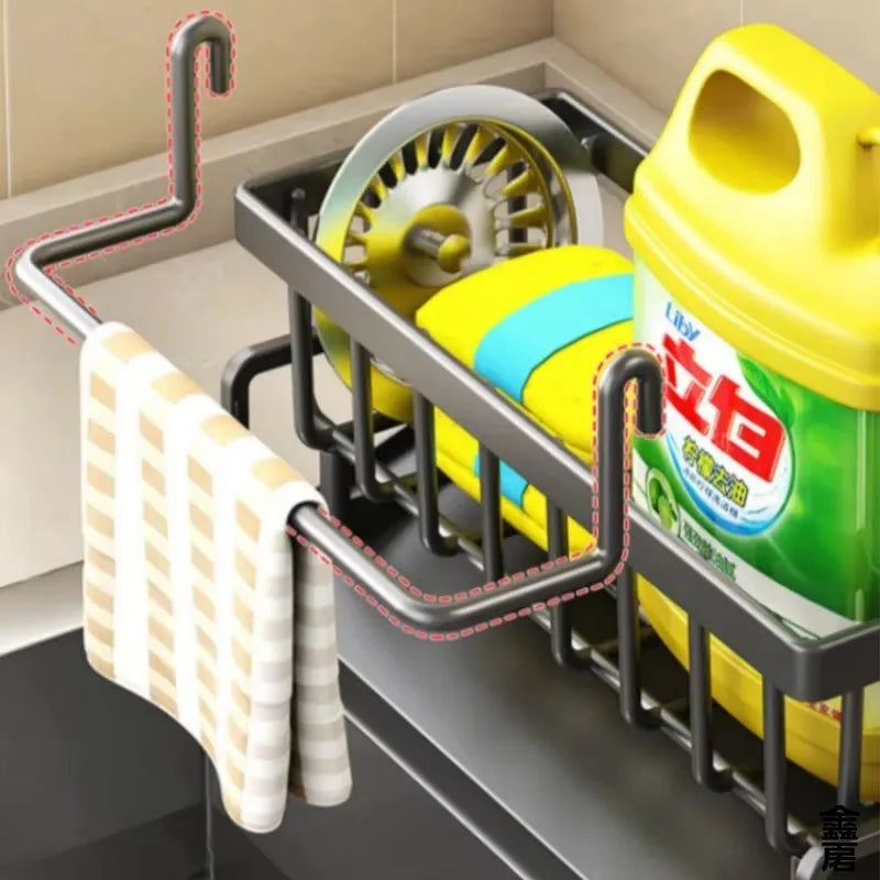 Rust-Proof Faucet-Mount Sink Caddy - Drainage Rack for Sponges & Kitchen Utensils