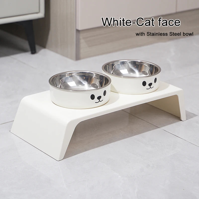 Elevated Pet Feeder - Raised Stand with Double Stainless Steel Food & Water Bowls for Dogs & Cats