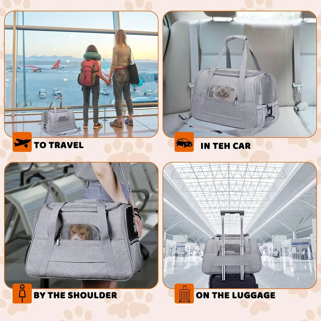 Airline-Approved Pet Carrier Bag - Soft-Sided Travel Carrier for Cats & Dogs Up to 20 lbs