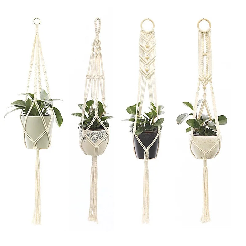 Macrame Plant Hanger - Handmade Woven Rope Planter for Hanging Pots, Wall and Garden Decor