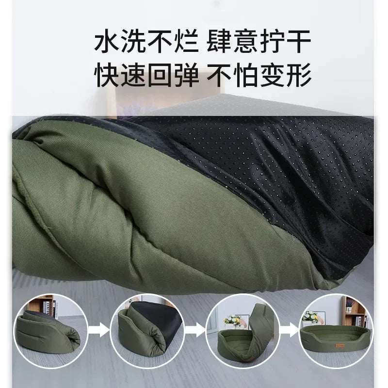 Large Dog Sofa Bed - Waterproof Square Kennel Bed with Washable Inner Pad