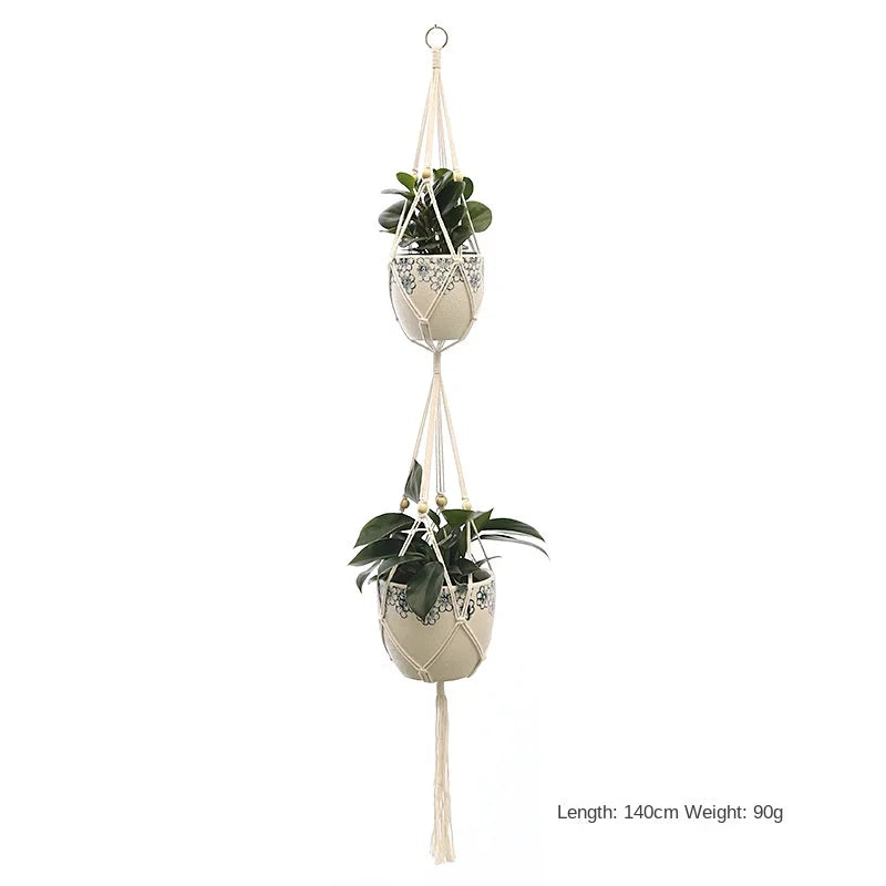 Macrame Plant Hanger - Handmade Woven Rope Planter for Hanging Pots, Wall and Garden Decor