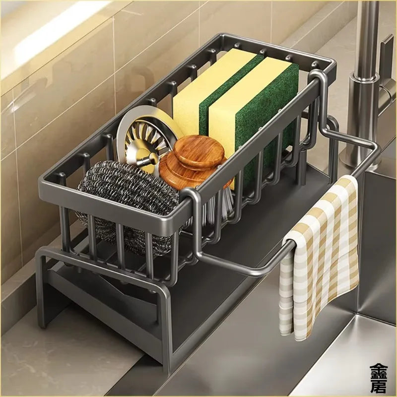 Rust-Proof Faucet-Mount Sink Caddy - Drainage Rack for Sponges & Kitchen Utensils