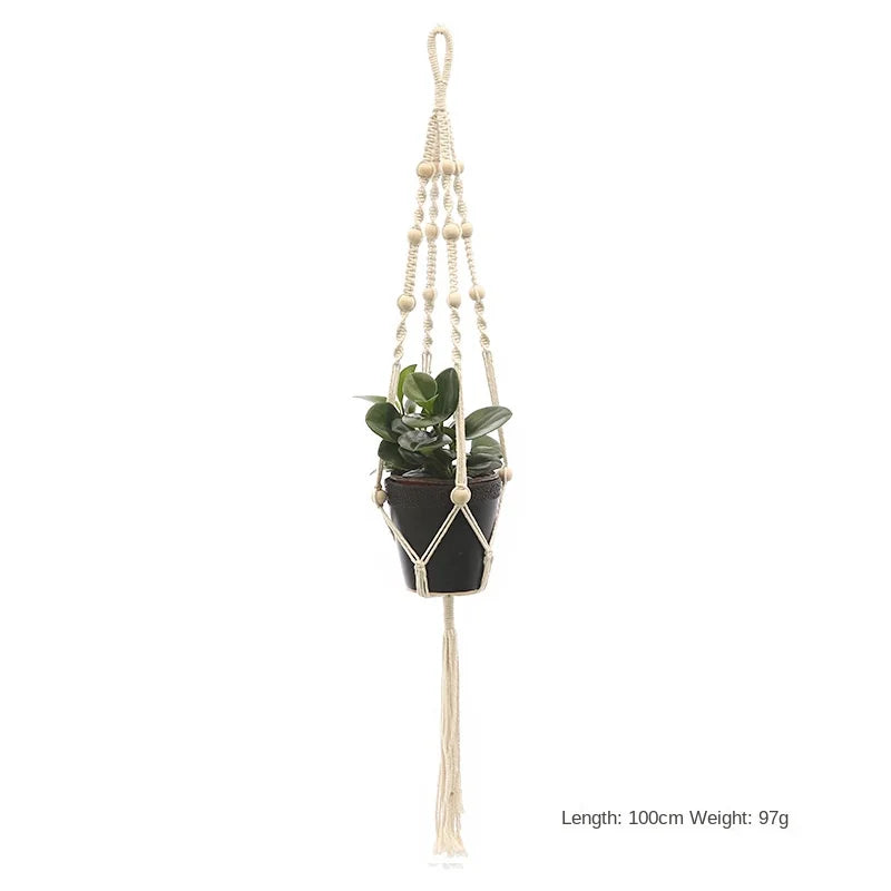 Macrame Plant Hanger - Handmade Woven Rope Planter for Hanging Pots, Wall and Garden Decor