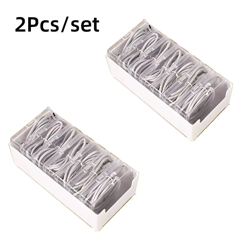 Cable Organizer Storage Box Set - Durable Plastic Cord & Charger Management for Home Office