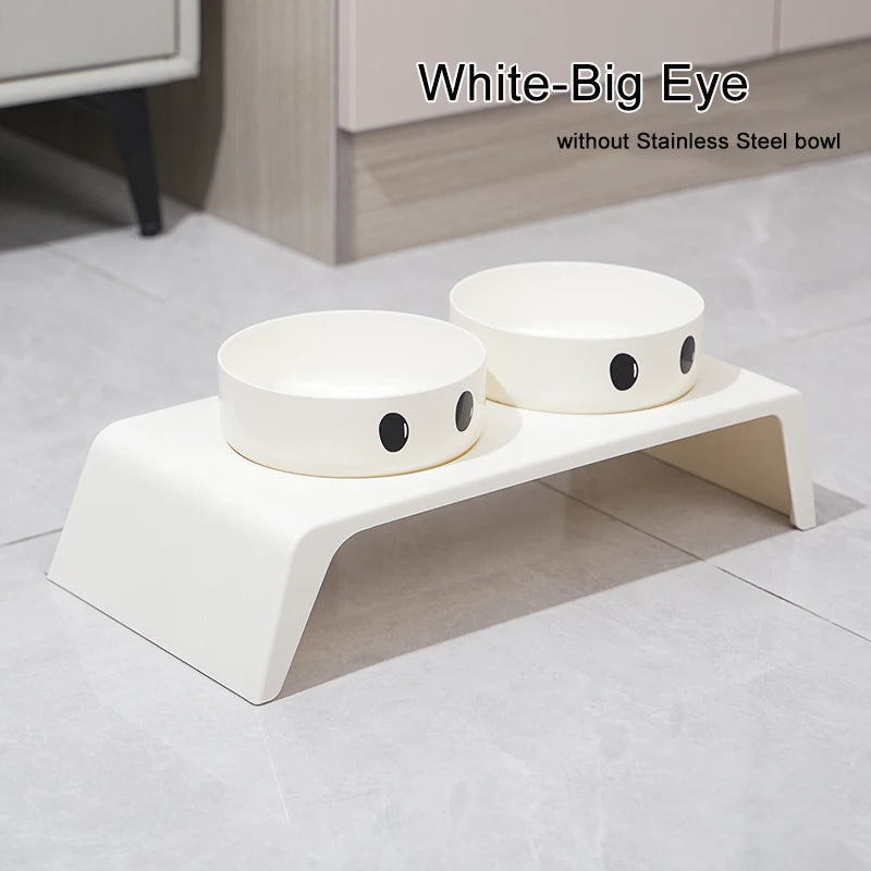 Elevated Pet Feeder - Raised Stand with Double Stainless Steel Food & Water Bowls for Dogs & Cats