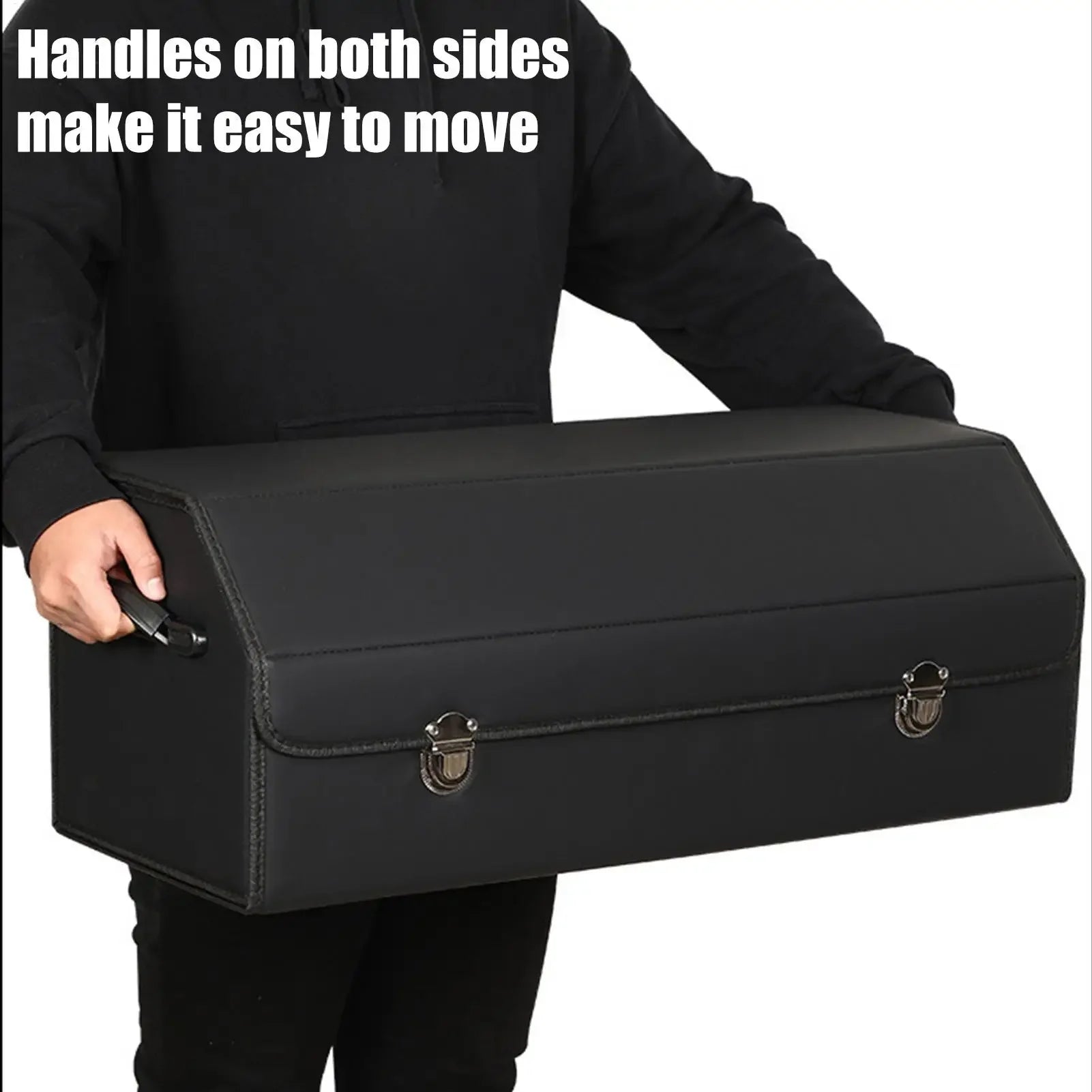 Foldable SUV Trunk Organizer - Waterproof Cargo Storage Box with Handles, 65L