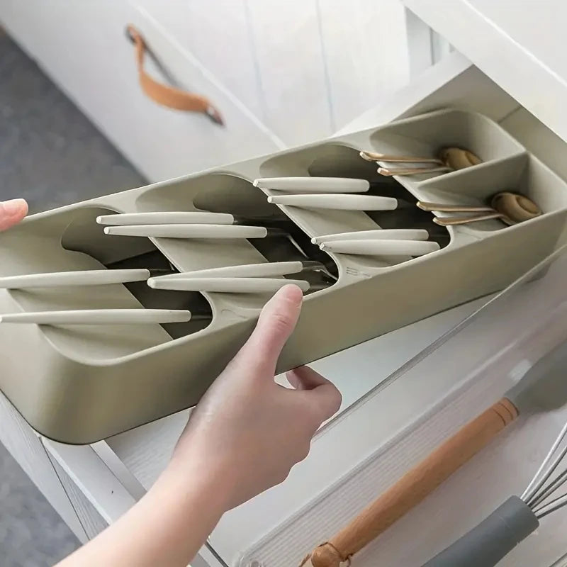 Cutlery Storage Tray - Compartmentalized Kitchen Drawer Organizer for Forks, Spoons & Utensils