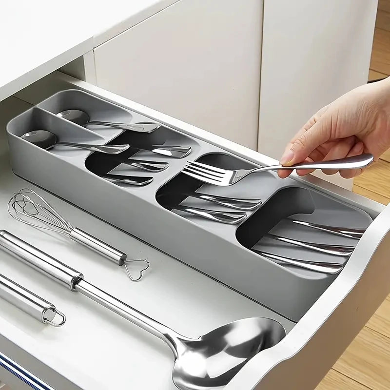 Cutlery Storage Tray - Compartmentalized Kitchen Drawer Organizer for Forks, Spoons & Utensils