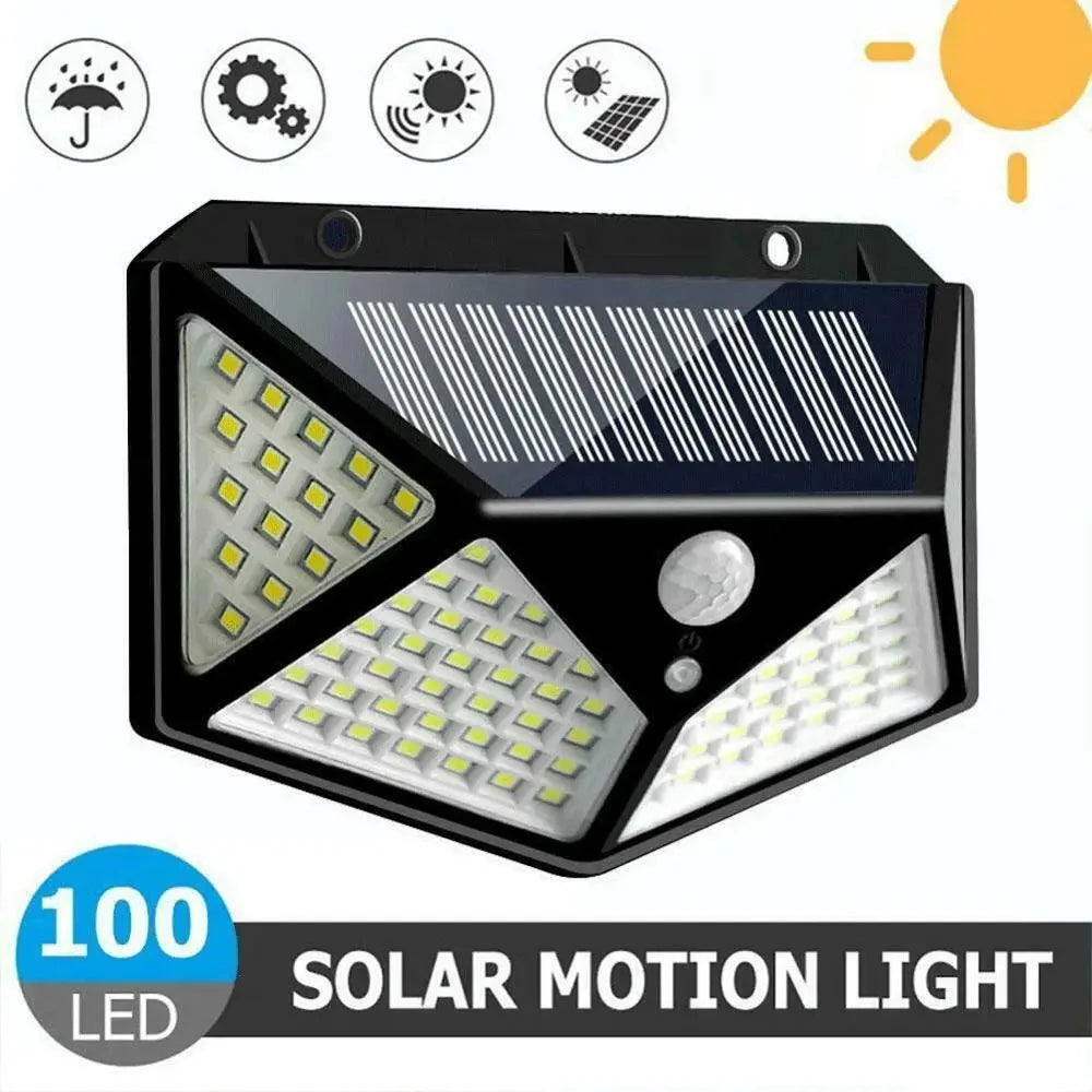 100-LED Solar Motion Sensor Spotlight - Waterproof Outdoor Security Light for Yard & Garden