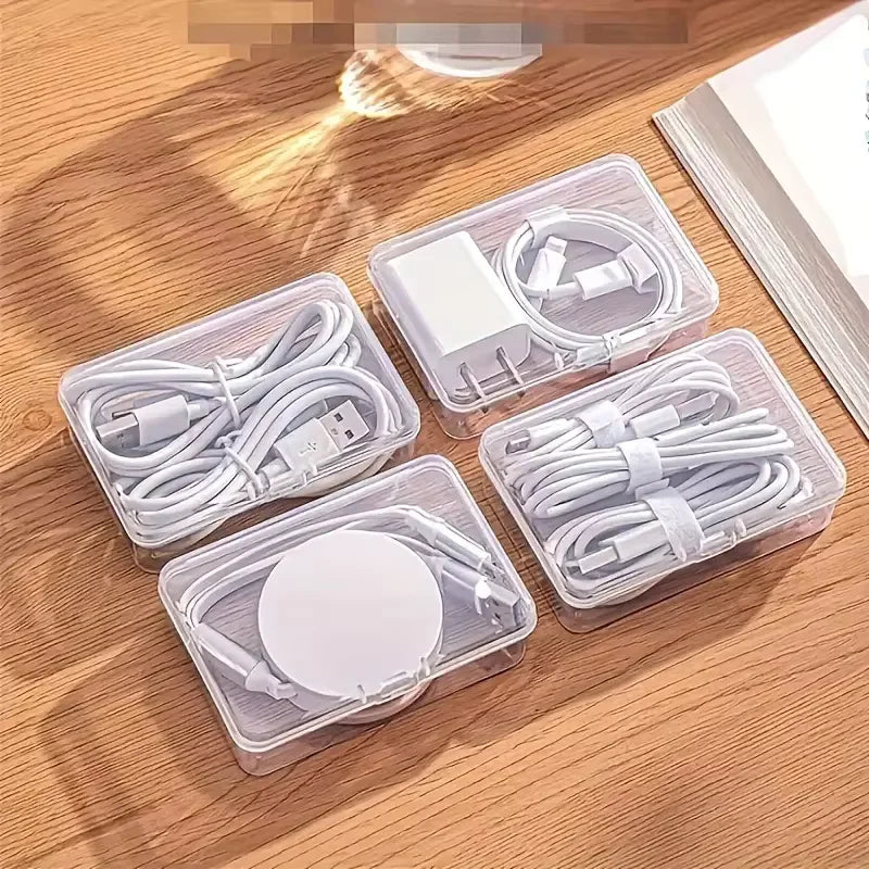 Cable Organizer Storage Box Set - Durable Plastic Cord & Charger Management for Home Office