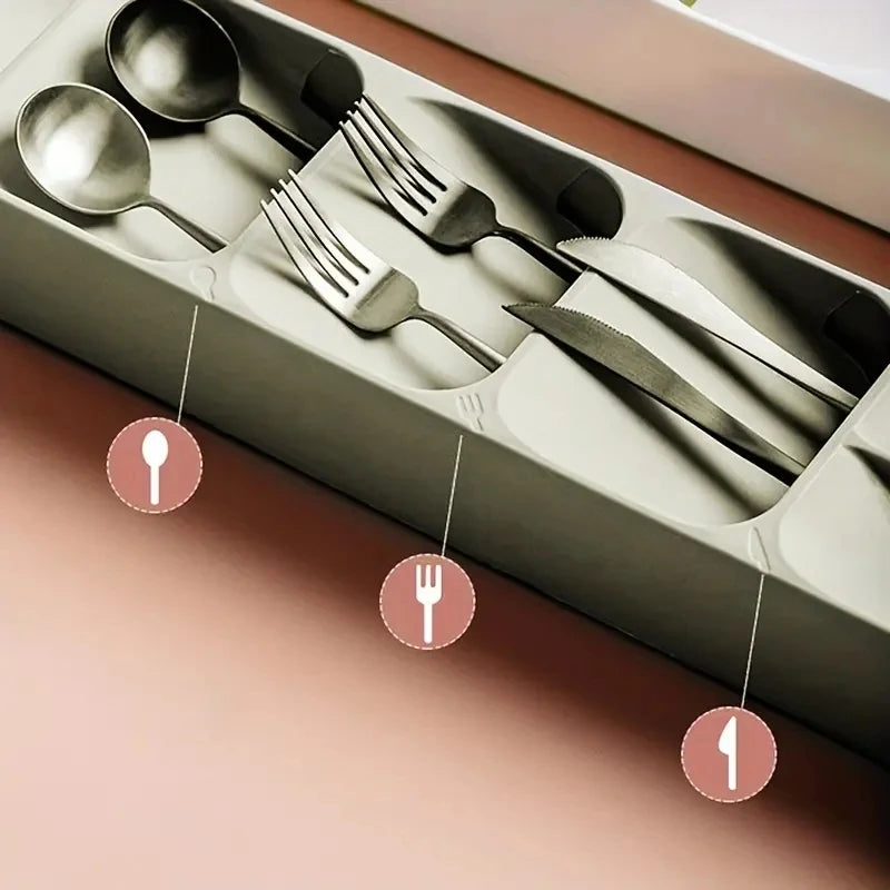 Cutlery Storage Tray - Compartmentalized Kitchen Drawer Organizer for Forks, Spoons & Utensils