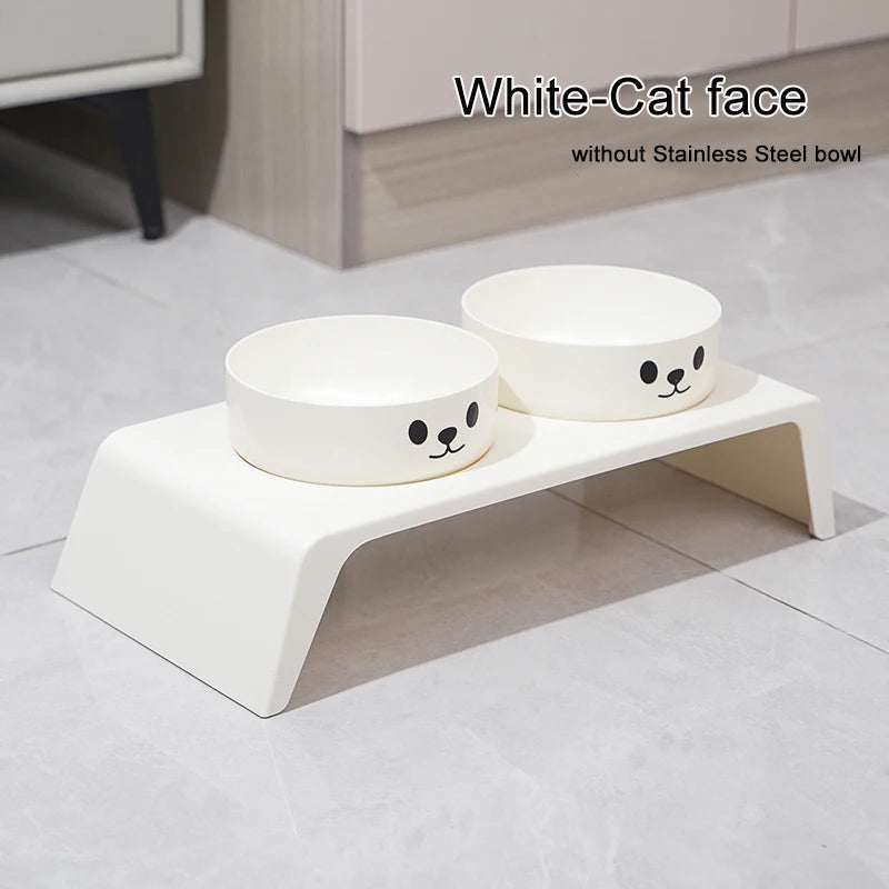 Elevated Pet Feeder - Raised Stand with Double Stainless Steel Food & Water Bowls for Dogs & Cats