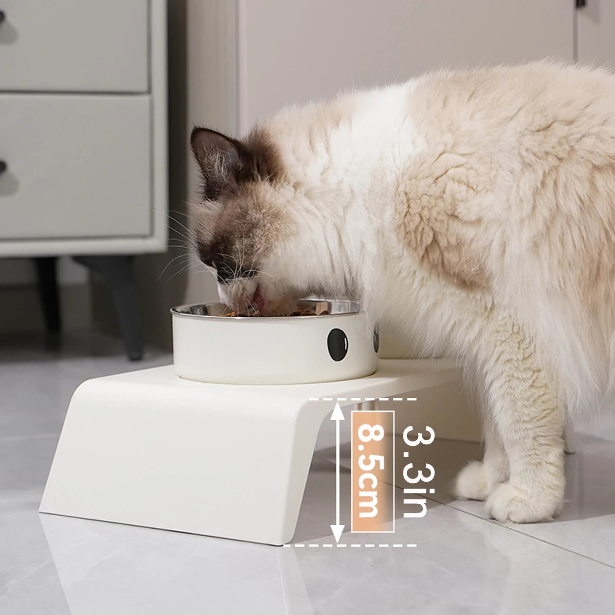 Elevated Pet Feeder - Raised Stand with Double Stainless Steel Food & Water Bowls for Dogs & Cats