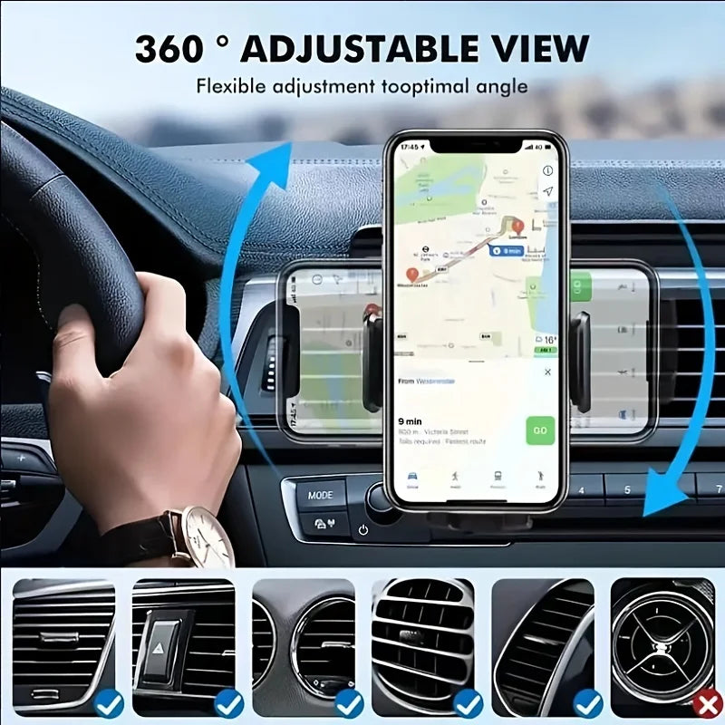 Universal Car Phone Mount - Air Vent Clip Holder for Smartphones & GPS Devices