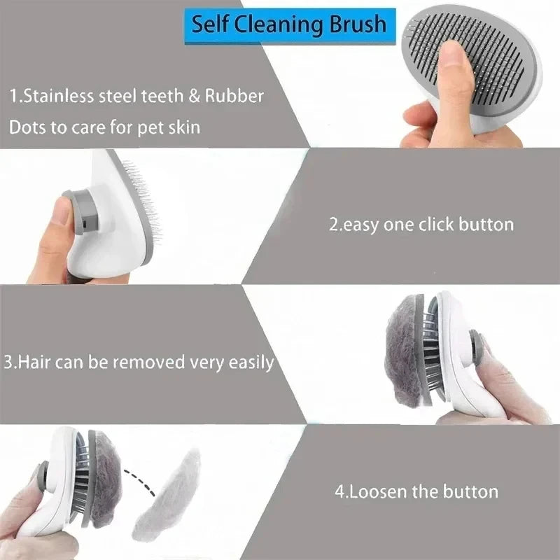 Self-Cleaning Pet Grooming Brush - Deshedding & Dematting Tool for Dogs & Cats