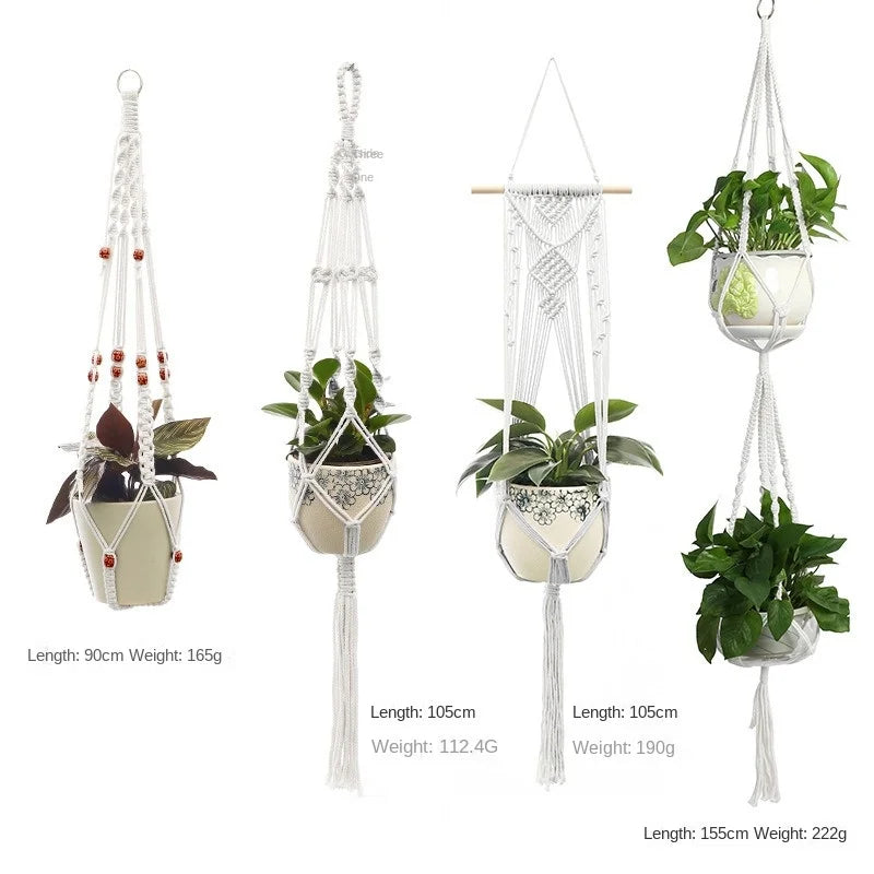 Macrame Plant Hanger - Handmade Woven Rope Planter for Hanging Pots, Wall and Garden Decor