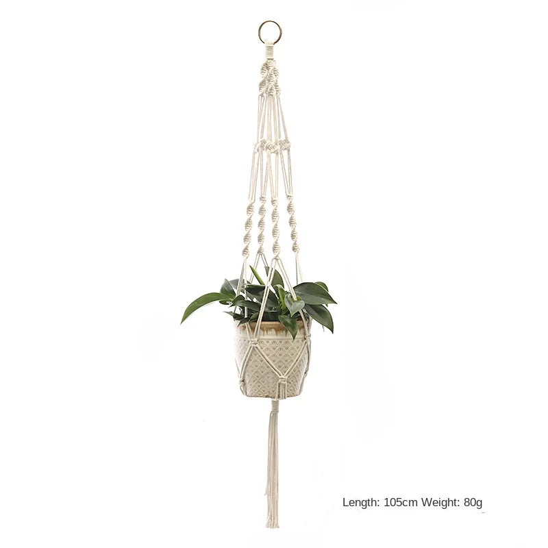 Macrame Plant Hanger - Handmade Woven Rope Planter for Hanging Pots, Wall and Garden Decor