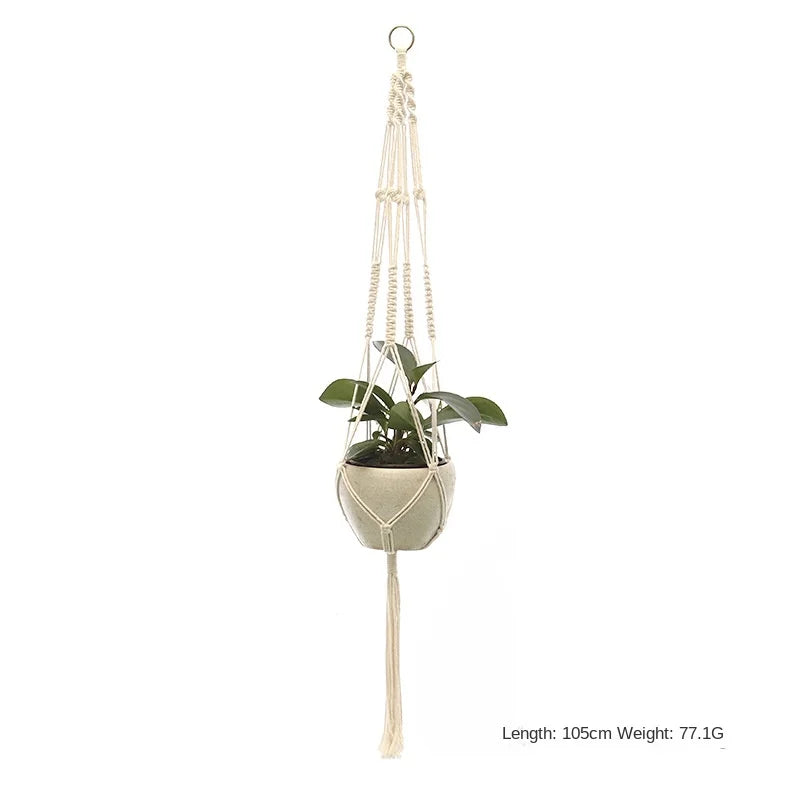 Macrame Plant Hanger - Handmade Woven Rope Planter for Hanging Pots, Wall and Garden Decor