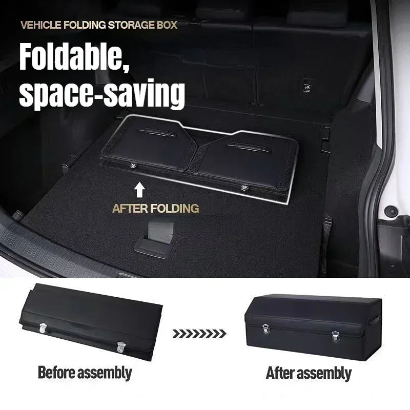Foldable SUV Trunk Organizer - Waterproof Cargo Storage Box with Handles, 65L