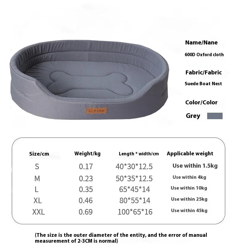 Large Dog Sofa Bed - Waterproof Square Kennel Bed with Washable Inner Pad