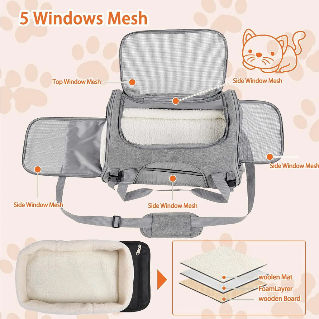 Airline-Approved Pet Carrier Bag - Soft-Sided Travel Carrier for Cats & Dogs Up to 20 lbs