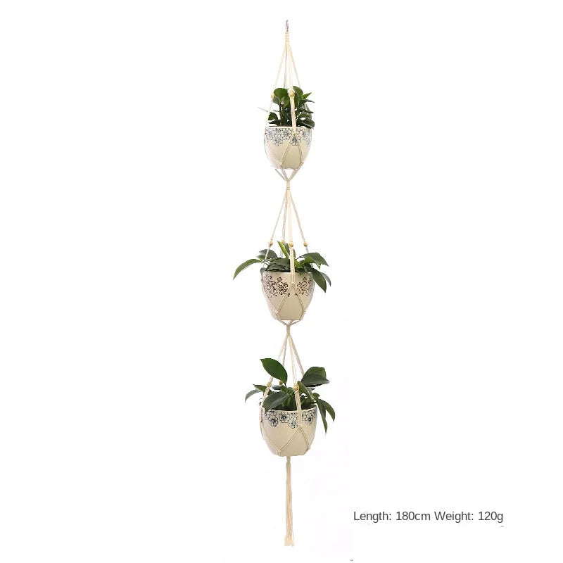 Macrame Plant Hanger - Handmade Woven Rope Planter for Hanging Pots, Wall and Garden Decor