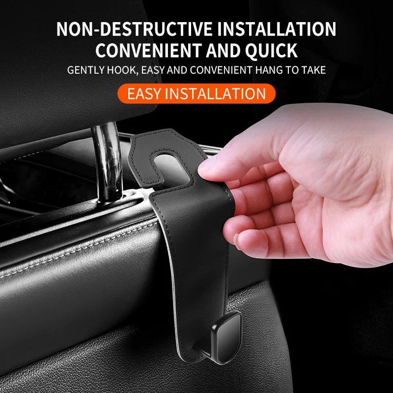Car Headrest Hooks - Soft Wear-Resistant Hanging Hooks for Back Seat Bags, Coats & Groceries