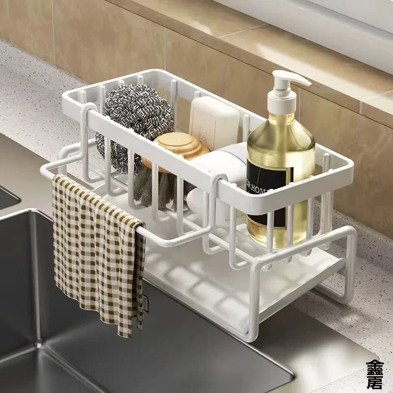 Rust-Proof Faucet-Mount Sink Caddy - Drainage Rack for Sponges & Kitchen Utensils