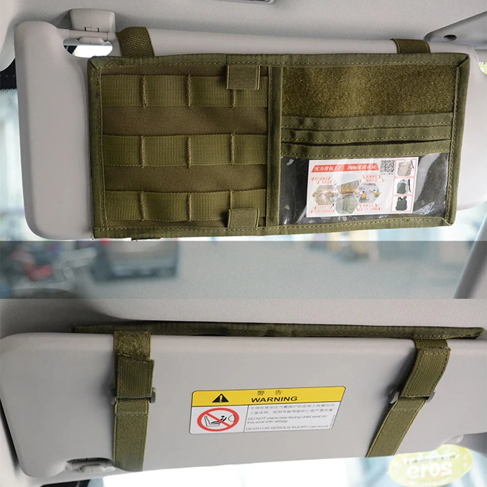 Car Sun Visor Organizer - Universal Molle Storage Clip for Sunglasses, Cards & Small Essentials