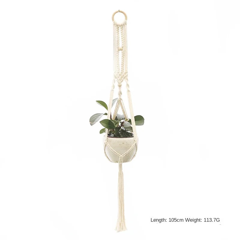 Macrame Plant Hanger - Handmade Woven Rope Planter for Hanging Pots, Wall and Garden Decor