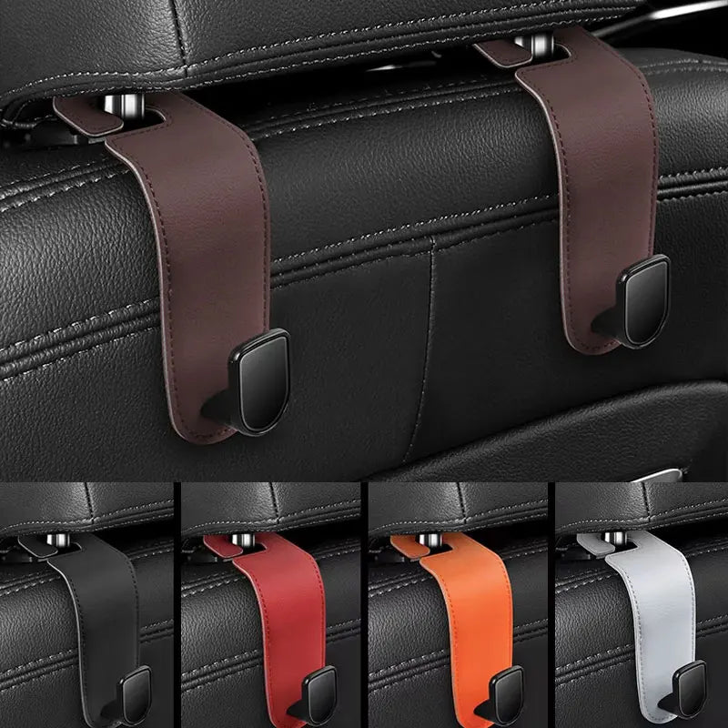 Car Headrest Hooks - Soft Wear-Resistant Hanging Hooks for Back Seat Bags, Coats & Groceries
