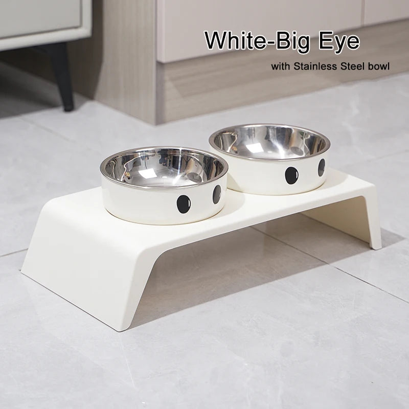 Elevated Pet Feeder - Raised Stand with Double Stainless Steel Food & Water Bowls for Dogs & Cats